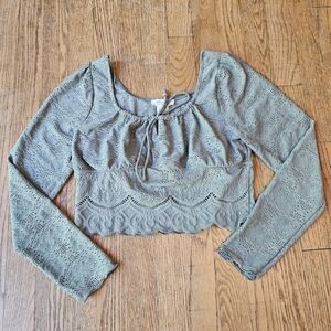 Kirious Lace Crop Top in Sage Green Size L
